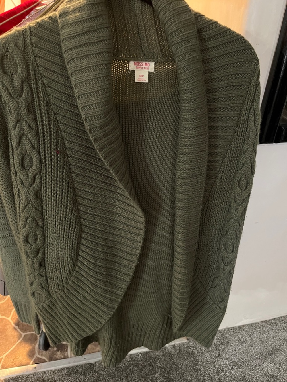 Mossimo Supply Co. Olive Cable Knit Shawl Cardigan